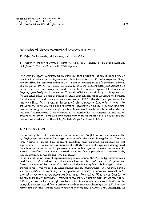 (PDF) Adsorption of nitrogen on organized mesoporous alumina
