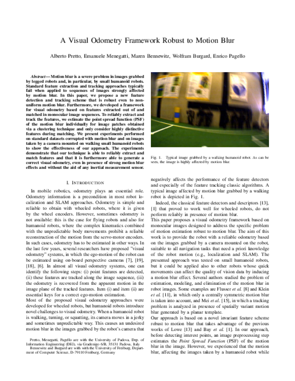 (PDF) A visual odometry framework robust to motion blur