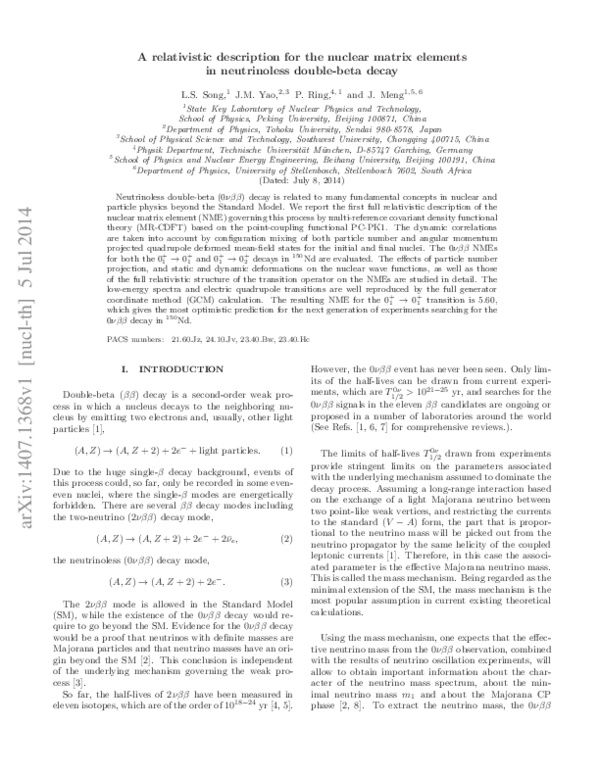(PDF) Relativistic description of nuclear matrix elements in ...