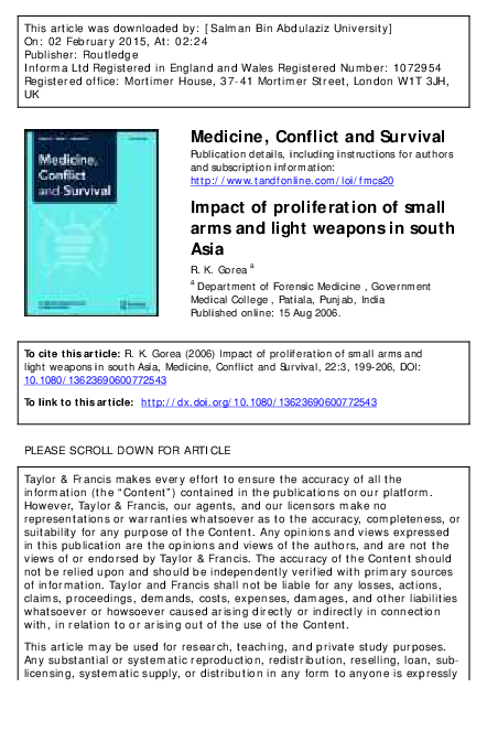 (PDF) Impact of proliferation of small arms and light weapons in south Asia