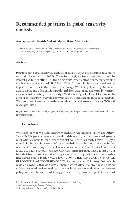 (PDF) Recommended practices in global sensitivity analysis