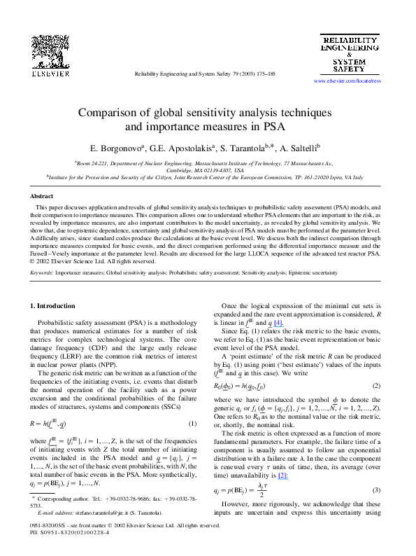 (PDF) Comparison of global sensitivity analysis techniques and ...