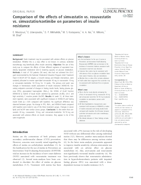 (PDF) Comparison of the effects of simvastatin vs. rosuvastatin vs ...