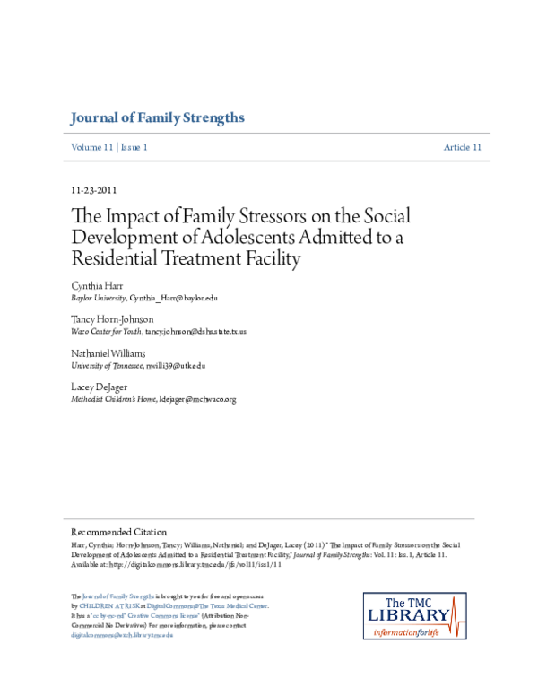 (PDF) The Impact of Family Stressors on the Social Development of ...