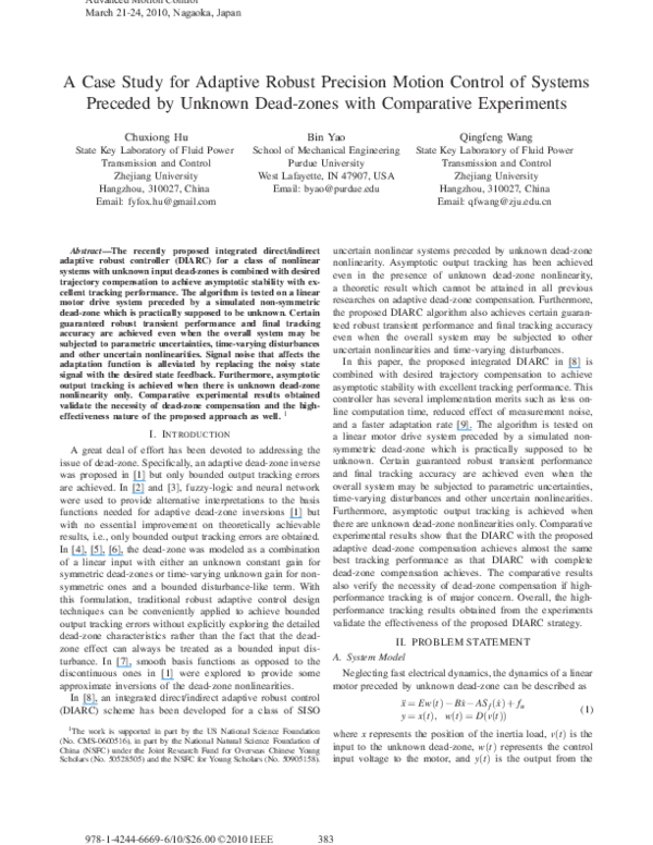 (PDF) A case study for adaptive robust precision motion control of ...