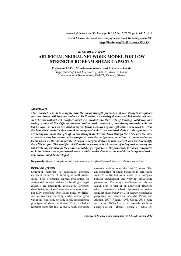 (PDF) Artificial Neural Network Model for Low Strength RC Beam Shear ...
