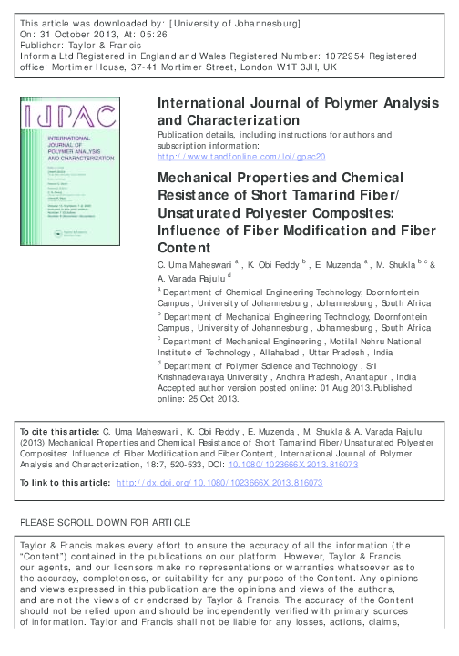 (PDF) Mechanical Properties and Chemical Resistance of Short Tamarind ...