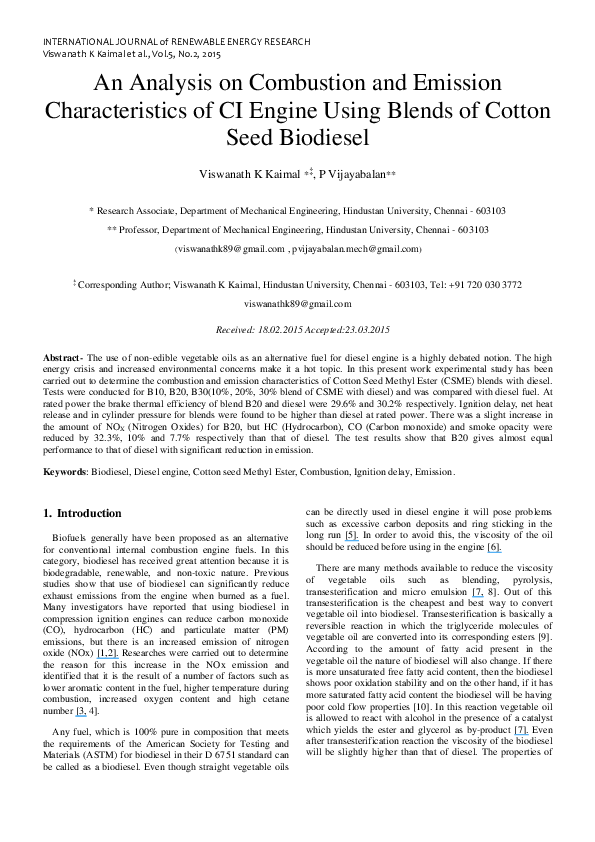 (PDF) An Analysis on Combustion and Emission Characteristics of CI ...