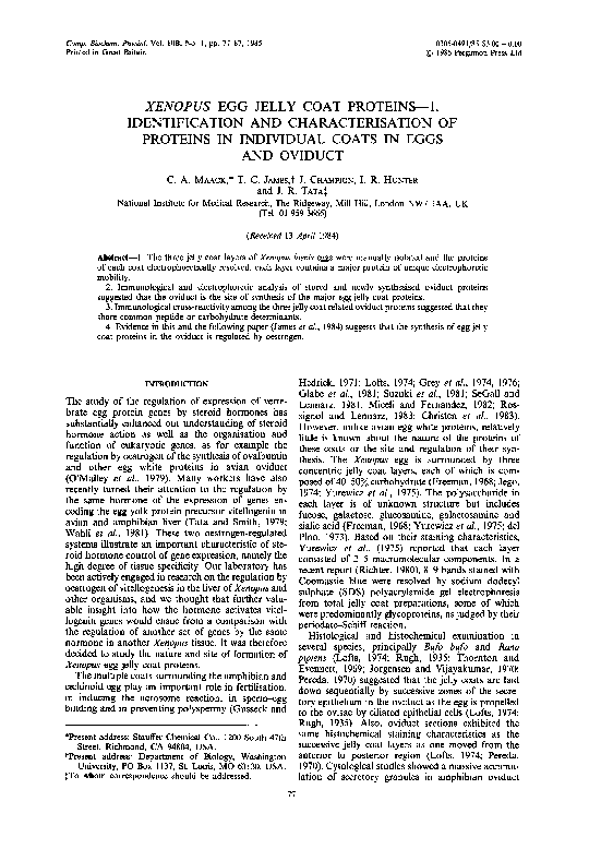 (PDF) Xenopus egg jelly coat proteins—1. Identification and