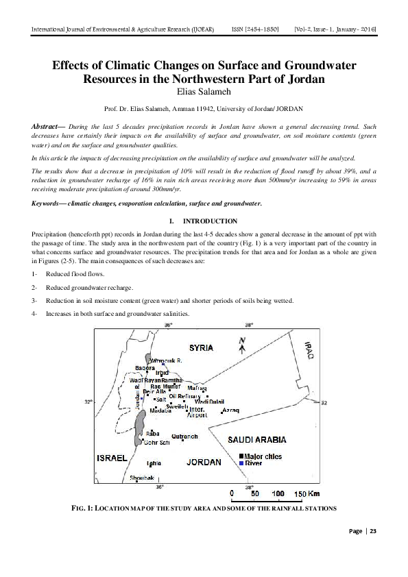 (PDF) Effects of Climatic Changes on Surface and Groundwater Resources ...