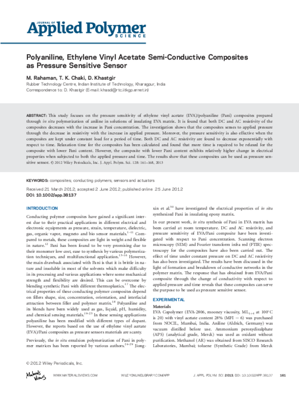(PDF) Polyaniline, ethylene vinyl acetate semiconductive composites as