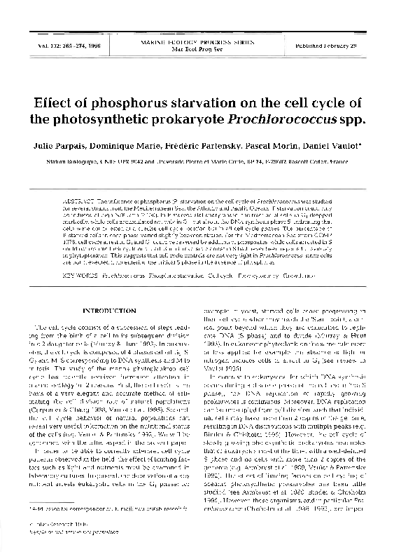 (PDF) Effect of phosphorus starvation on the cell cycle of the ...