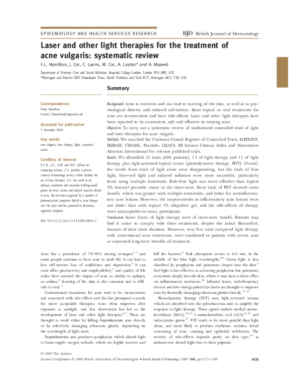 (PDF) Laser and other light therapies for the treatment of acne