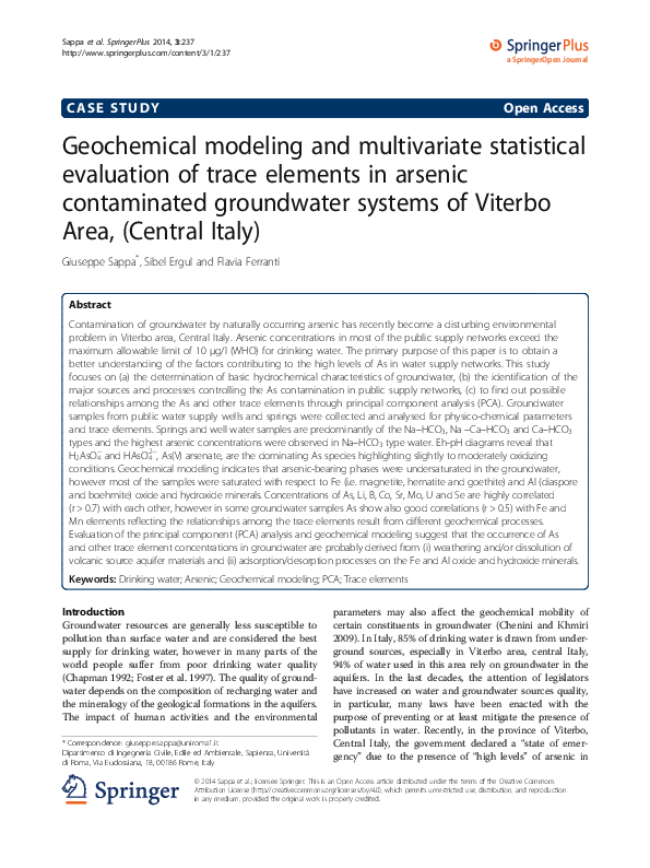 (PDF) Geochemical modeling and multivariate statistical evaluation of ...
