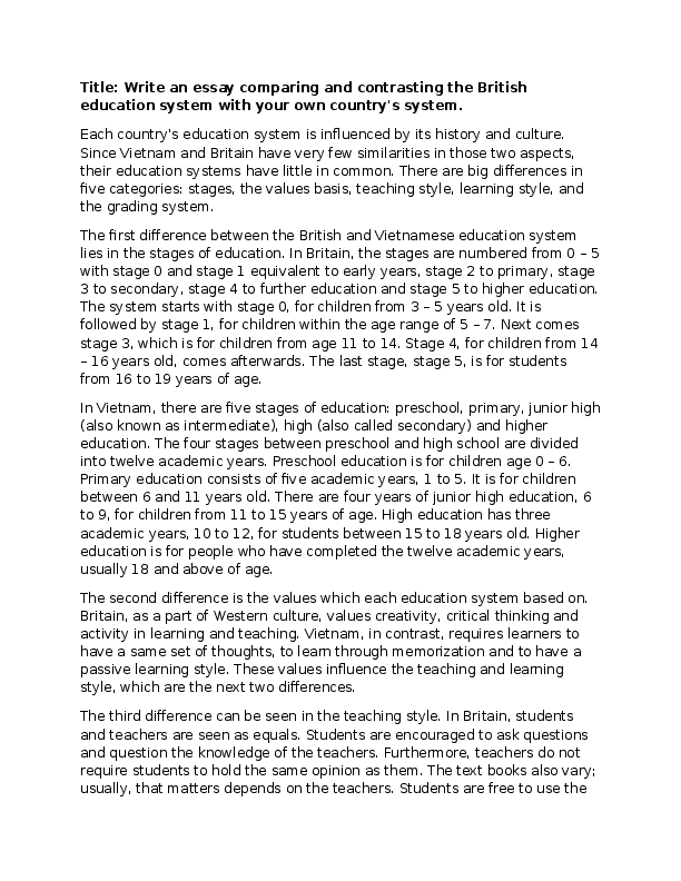 (DOC) British and Vietnamese education system