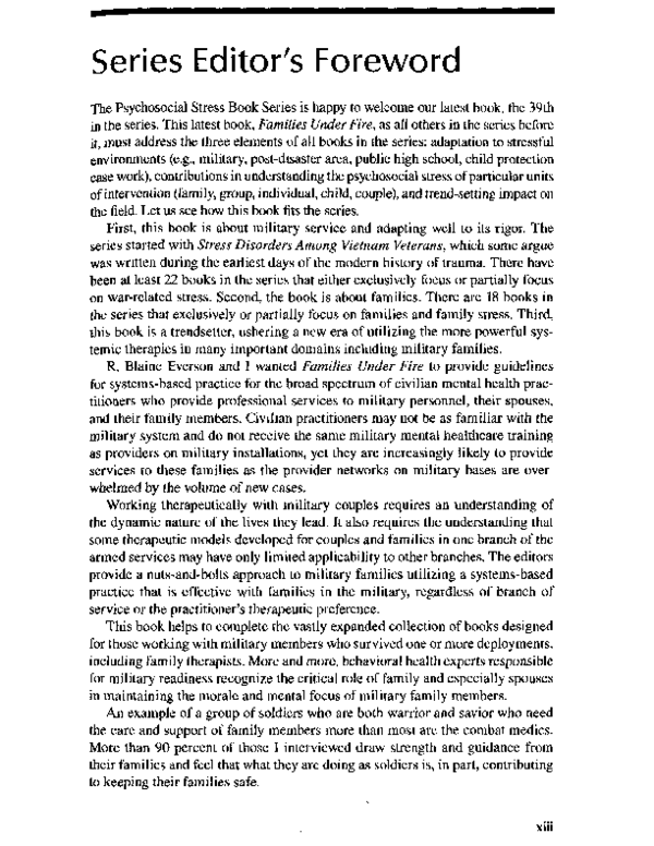 (PDF) Series Editor's Foreword for Families Under Fire