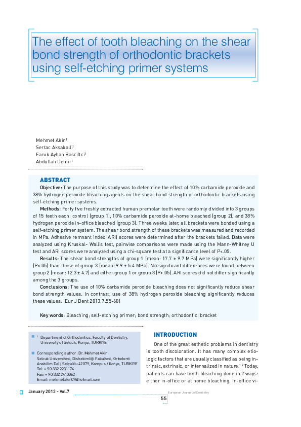 (PDF) The effect of tooth bleaching on the shear bond strength of