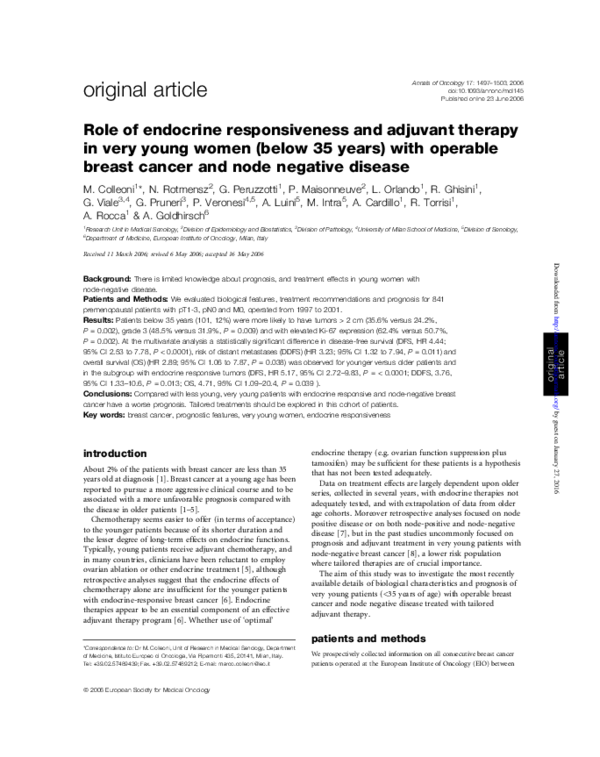 (PDF) Role of endocrine responsiveness and adjuvant therapy in very ...