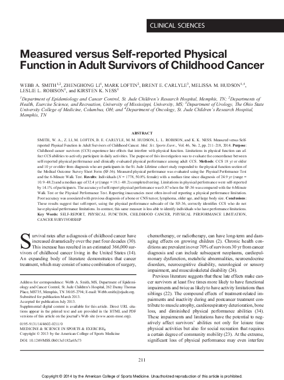 (PDF) Measured Versus Self Reported Physical Function In Adult ...