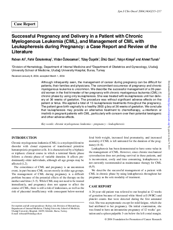 (PDF) Successful Pregnancy and Delivery in a Patient with Chronic ...