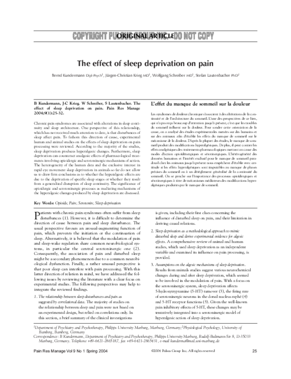 (PDF) The effect of sleep deprivation on pain