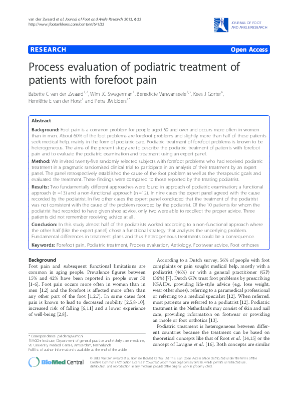 (PDF) Process evaluation of podiatric treatment of patients with ...