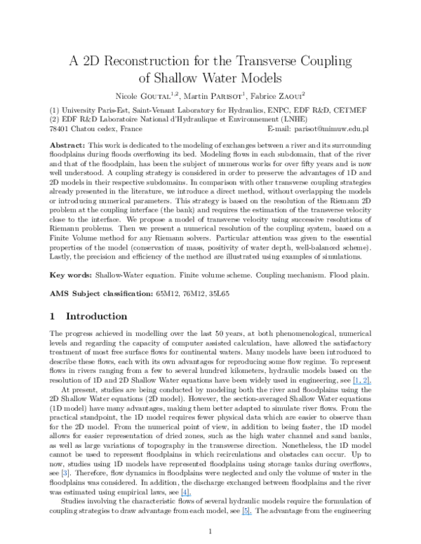 (PDF) A 2D reconstruction for the transverse coupling of shallow water ...