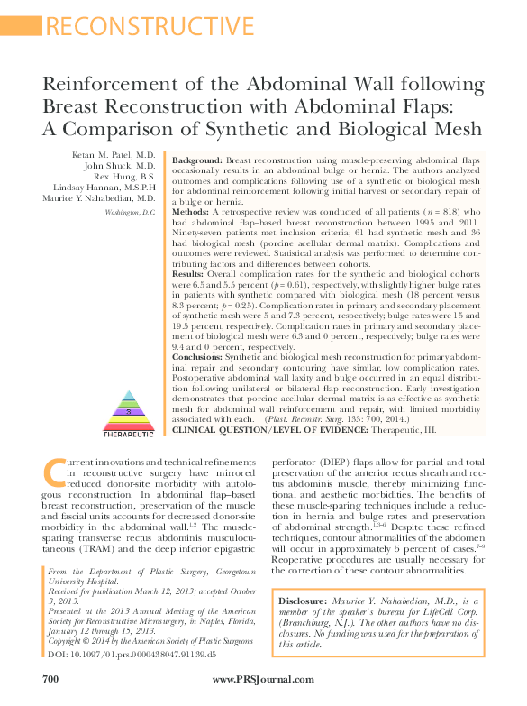 (PDF) Reinforcement of the Abdominal Wall following Breast ...