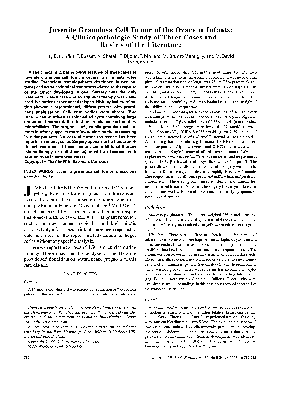(PDF) Juvenile granulosa cell tumor of the ovary in infants: A ...
