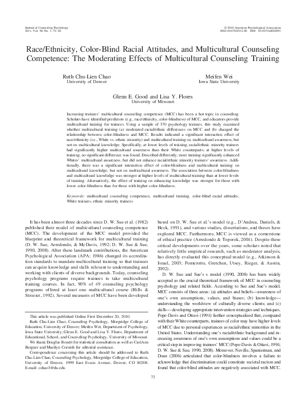 PDF) Race/ethnicity, color-blind racial attitudes, and 