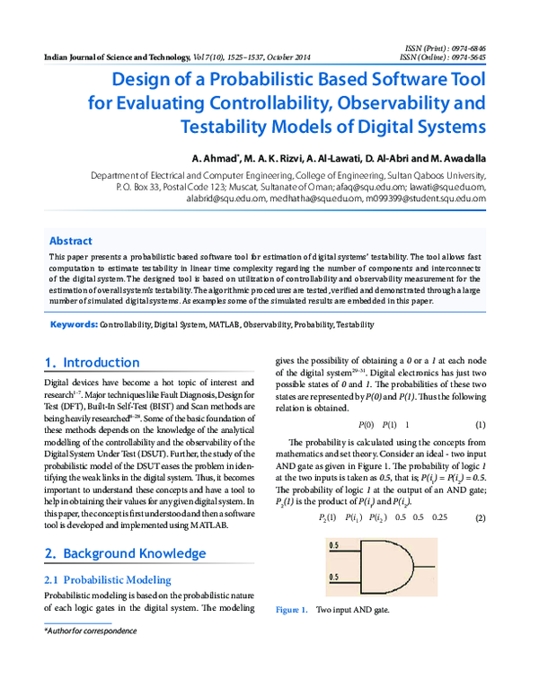 (PDF) Design of a Probabilistic Based Software Tool for Evaluating ...