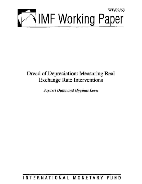 (PDF) Dread of Depreciation: Measuring Real Exchange Rate Interventions