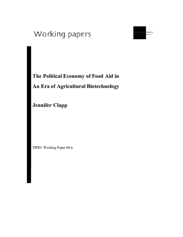 (PDF) The political economy of food aid in an era of agricultural ...
