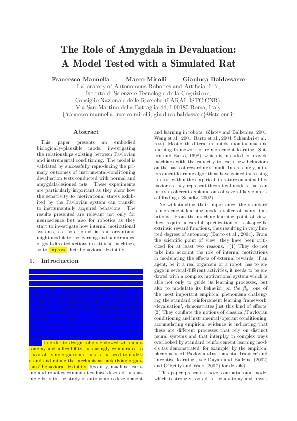 (PDF) The Role of Amygdala in Devaluation: A Model Tested with a ...