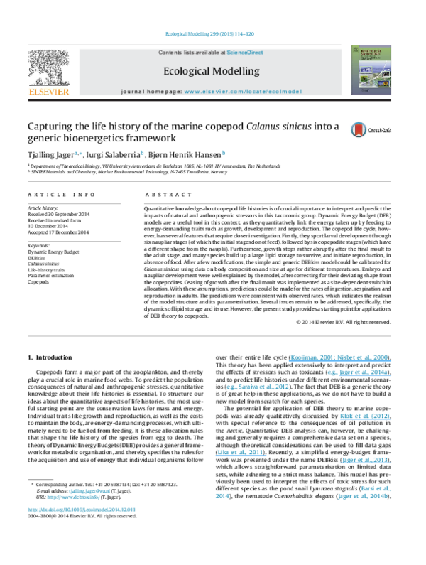 (PDF) Capturing the life history of the marine copepod Calanus sinicus ...