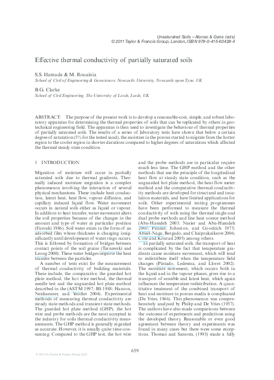 (PDF) Effective thermal conductivity of partially saturated porous rocks