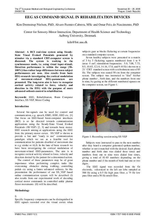 (PDF) EEG as command signal in rehabilitation devices