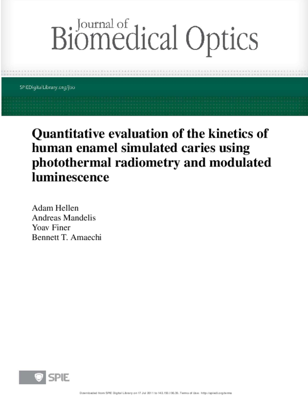 (PDF) Quantitative evaluation of the kinetics of human enamel simulated ...