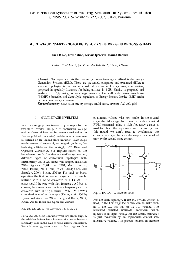 (PDF) MULTI-STAGE INVERTER TOPOLOGIES FOR AN ENERGY GENERATION SYSTEMS