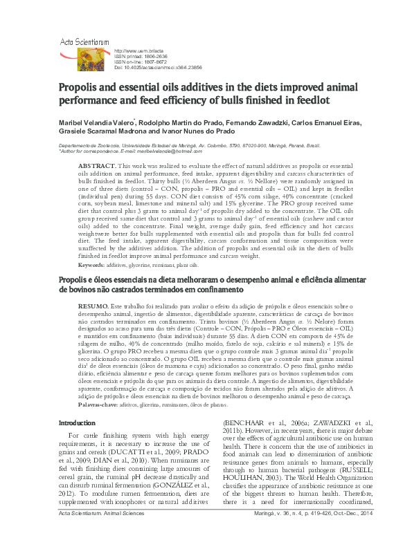 (PDF) Propolis and essential oils additives in the diets improved ...