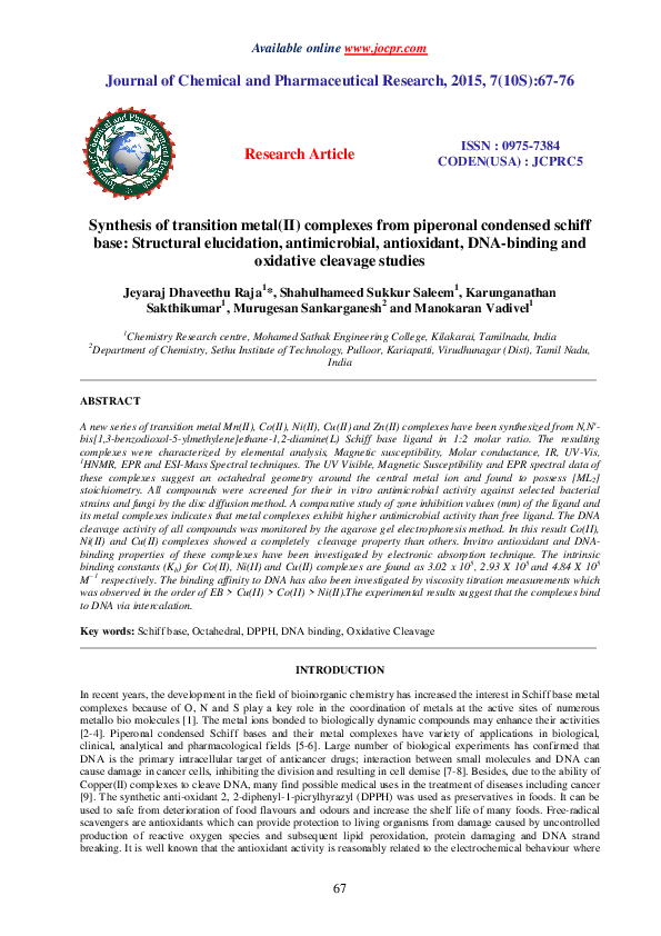 Schiff base research paper 2018 picture