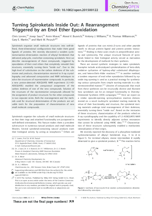(PDF) Turning Spiroketals Inside Out: A Rearrangement Triggered by an ...