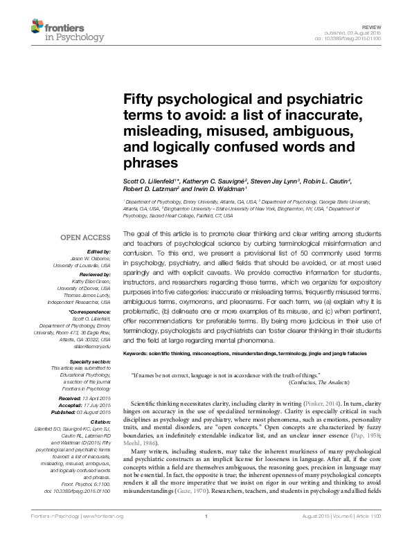 (PDF) Fifty psychological and psychiatric terms to avoid a list of