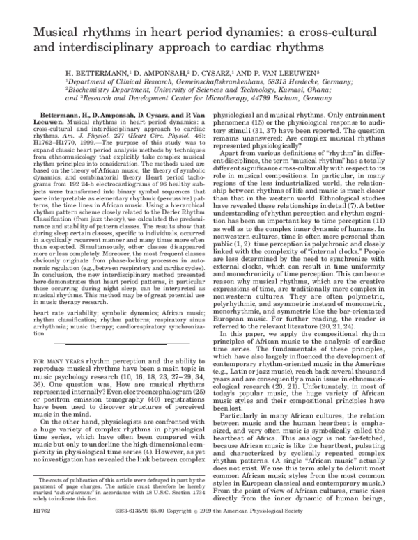(PDF) Musical rhythms in heart period dynamics: A cross-cultural and ...