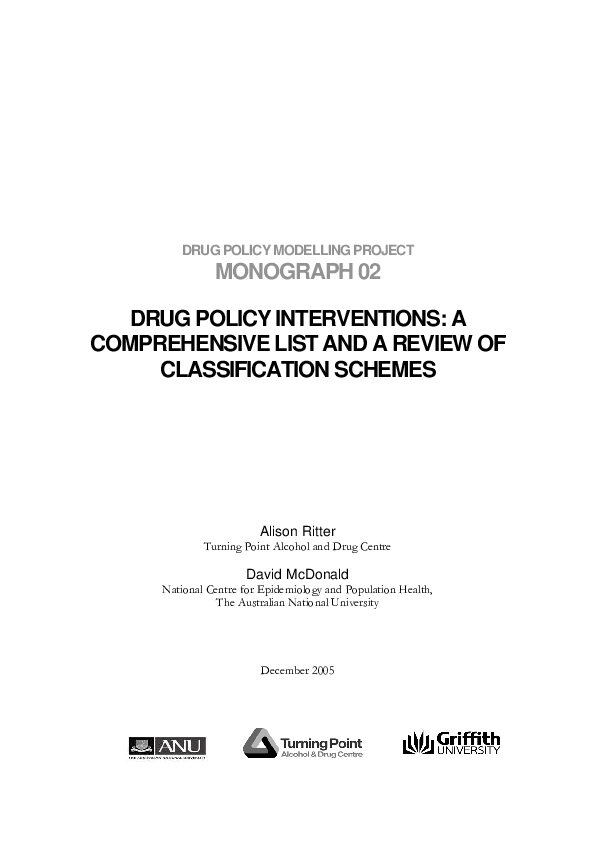 (PDF) DRUG POLICY MODELLING PROJECT MONOGRAPH 02 DRUG POLICY ...