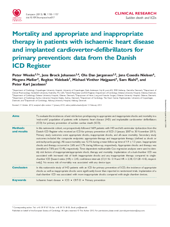 (PDF) Wearable Defibrillator in Congenital Structural Heart Disease and Inherited Arrhythmias