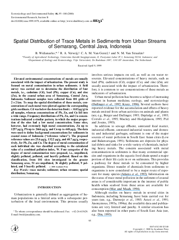 (PDF) Spatial Distribution of Trace Metals in Sediments from Urban ...