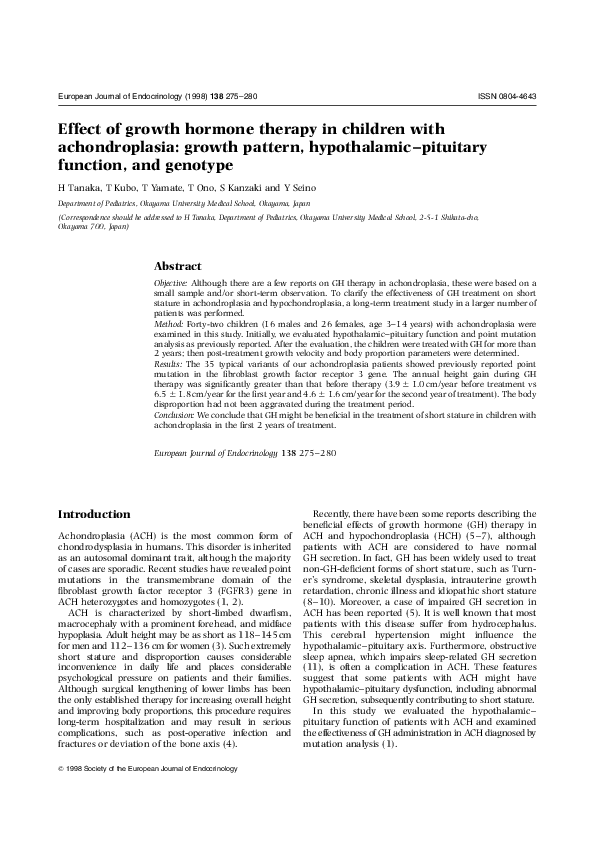 (PDF) Effect of growth hormone therapy in children with achondroplasia ...