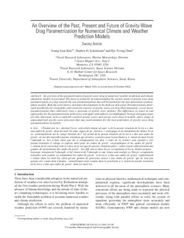 (PDF) An overview of the past, present and future of gravity‐wave drag ...