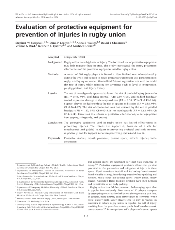 (PDF) Evaluation of protective equipment for prevention of injuries in ...